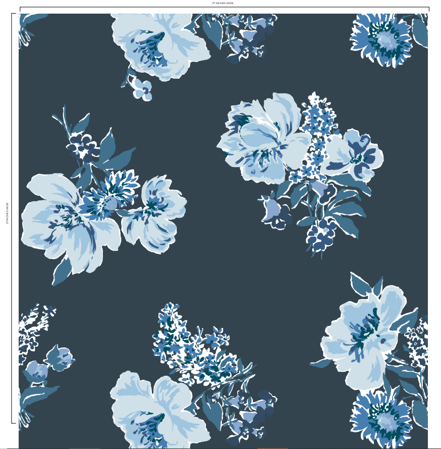 Swans Island Navy Blue Wallpaper Sample