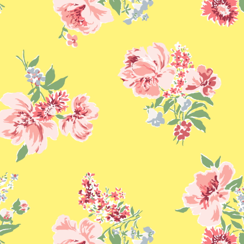 Yellow Floral Wallpaper by the Yard