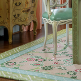 Temple Garden Wool Pink and Green Area Rug