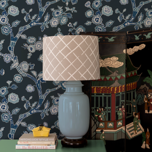 Temple Garden Navy Blue Wallpaper