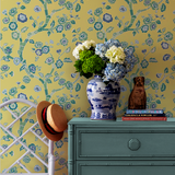 Temple Garden Lemon Grove Yellow Wallpaper Sample