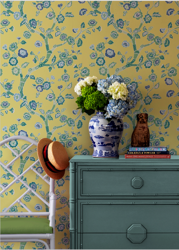 Temple Garden Lemon Grove Yellow Wallpaper Sample